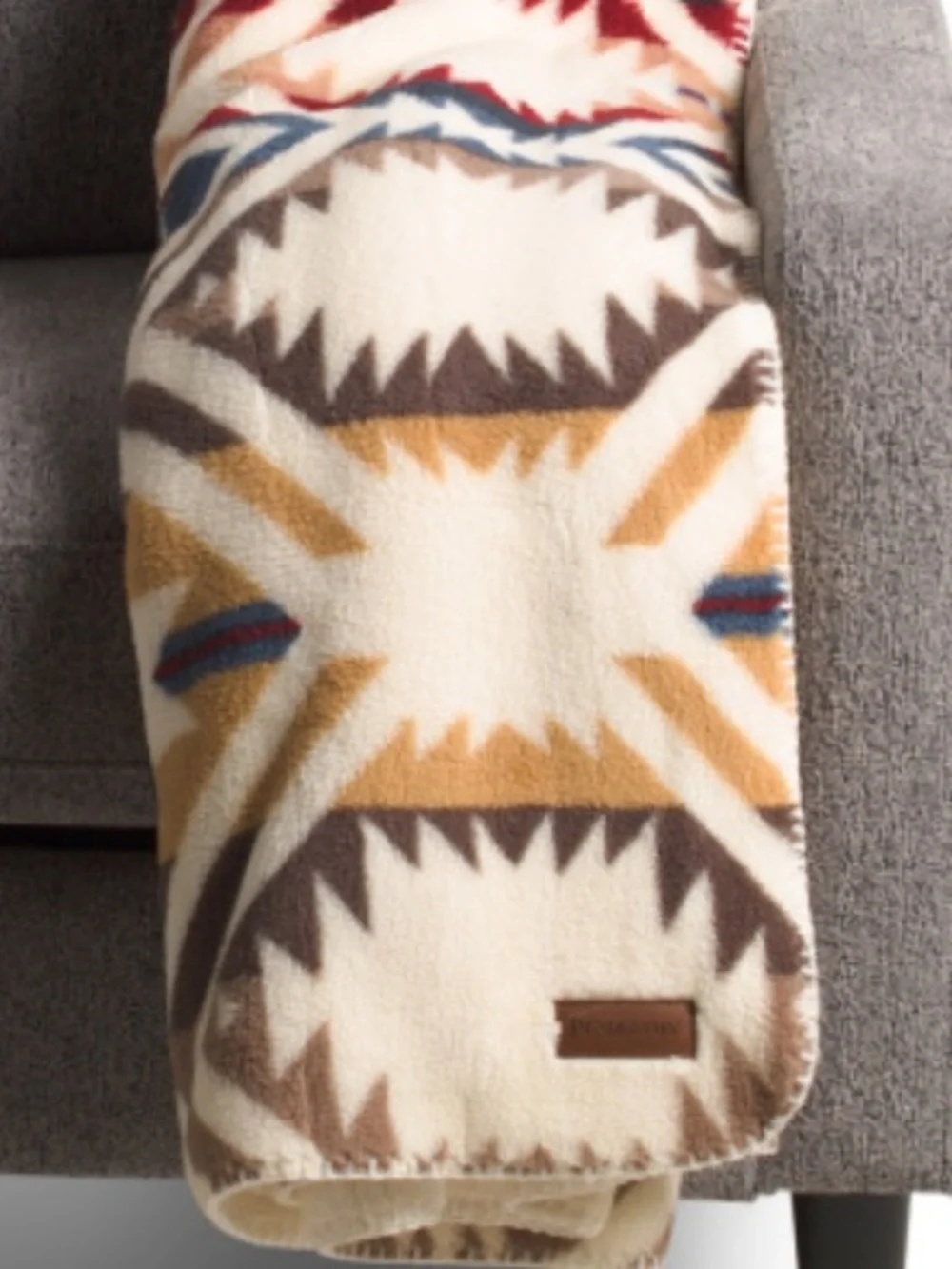 Pendleton Cream, Brown & Gold Geometric Reversible Blanket